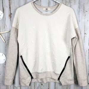 Ya Los Angeles Zipper Sweater Ivory Size Small